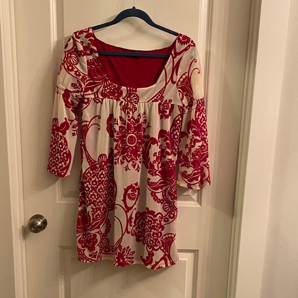 Molly New York Red and Cream Floral Mini Dress